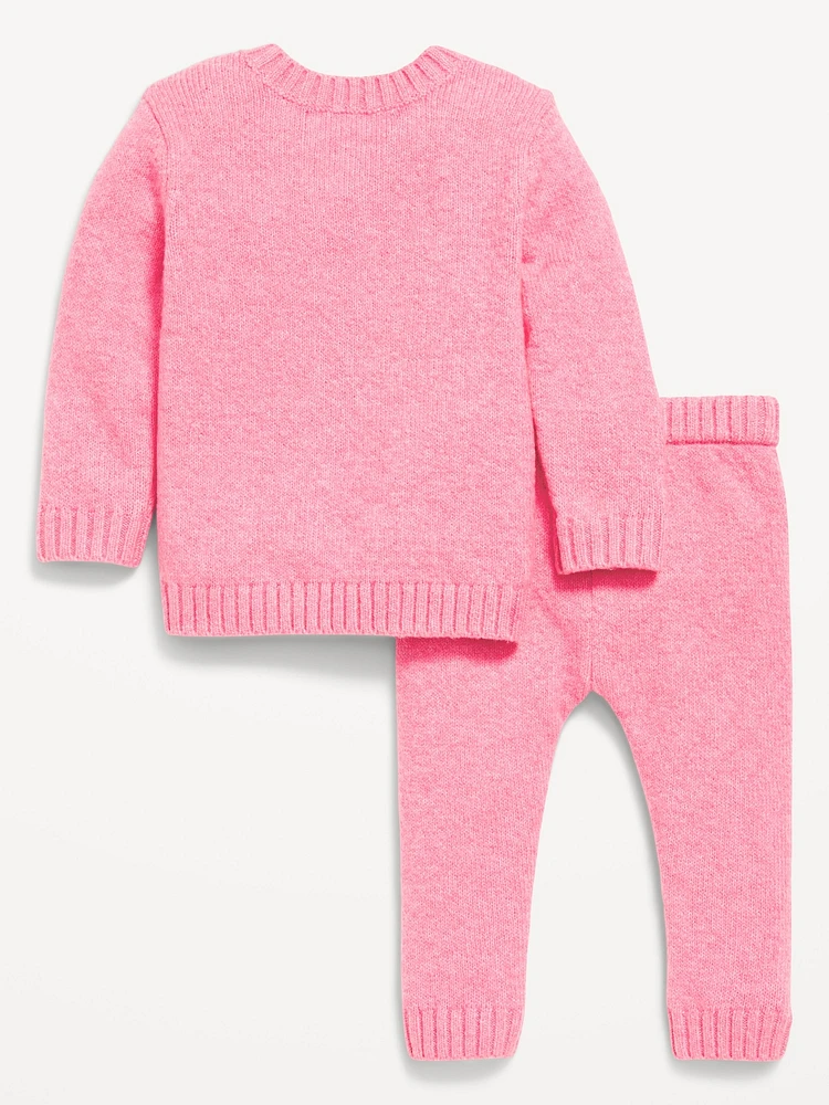 Crew-Neck Graphic Sweater and Pants Set for Baby