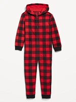 Printed Gender-Neutral Microfleece Hooded One-Piece Pajamas for Kids