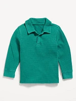 Long-Sleeve Collared Thermal-Knit Shirt for Toddler Boys