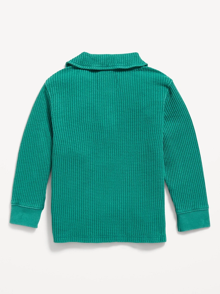 Long-Sleeve Collared Thermal-Knit Shirt for Toddler Boys