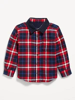 Microfleece-Lined Pocket Flannel Shirt for Toddler Boys