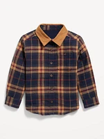 Microfleece-Lined Pocket Flannel Shirt for Toddler Boys