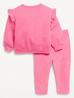 Ruffled French Terry Sweatshirt and Corduroy Leggings Set for Baby