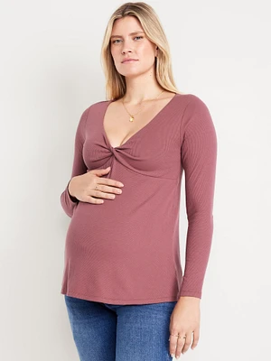 Maternity Twist-Front Ribbed Top