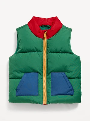 Water-Resistant Quilted Color Block Puffer Vest for Baby