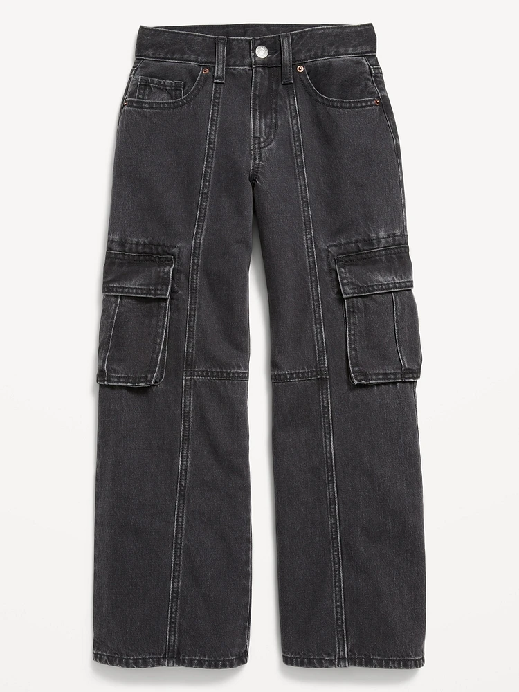 High-Waisted Super Baggy Wide-Leg Cargo Jeans for Girls