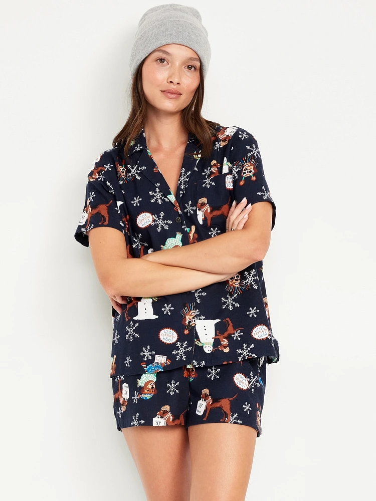 Flannel Pajama Short Set