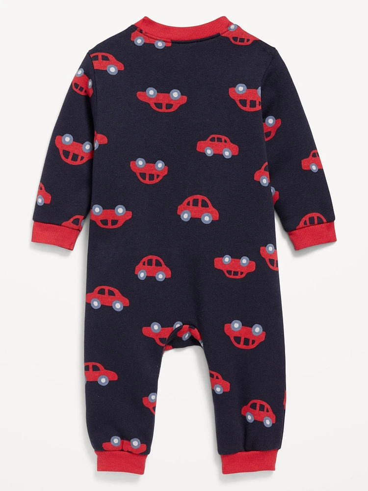 Printed Long-Sleeve Fleece One-Piece for Baby