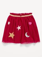 Embroidered Applique Tulle Tutu Skirt for Toddler Girls