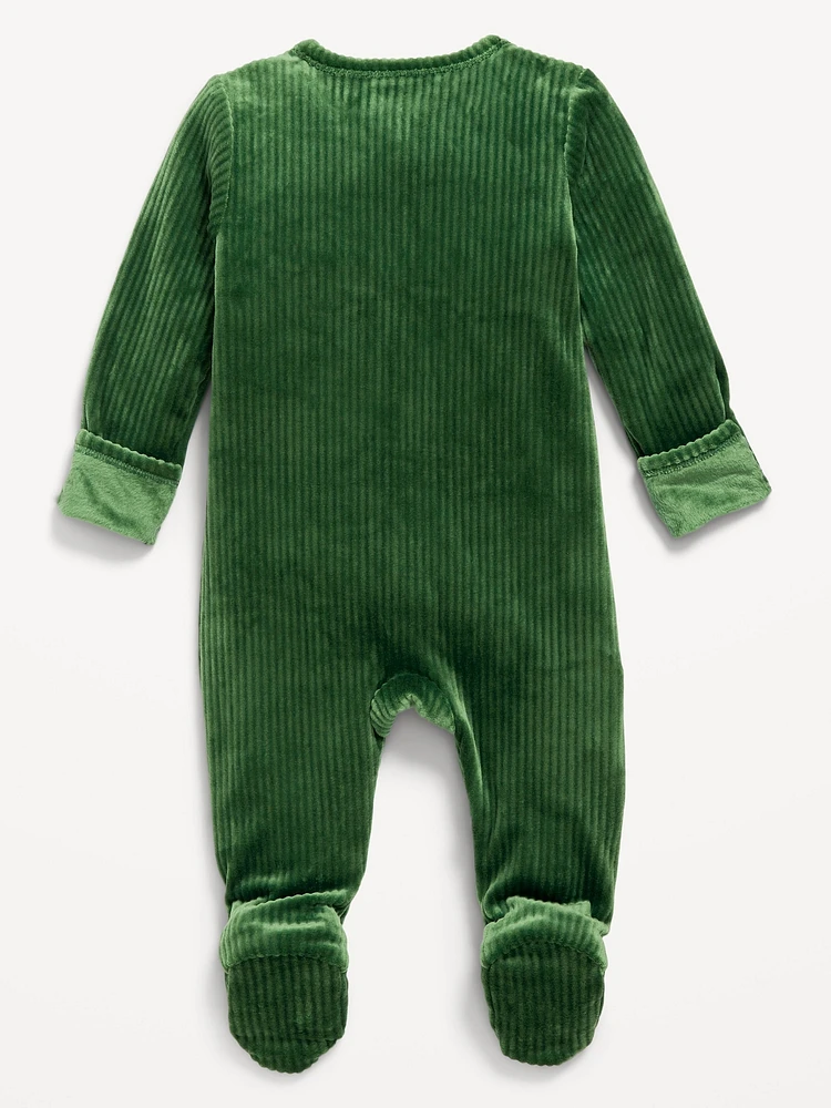 Velour 2-Way-Zip Sleep & Play Footed One-Piece for Baby