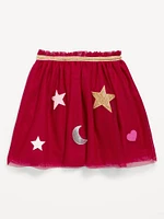 Embroidered Applique Tulle Tutu Skirt for Toddler Girls