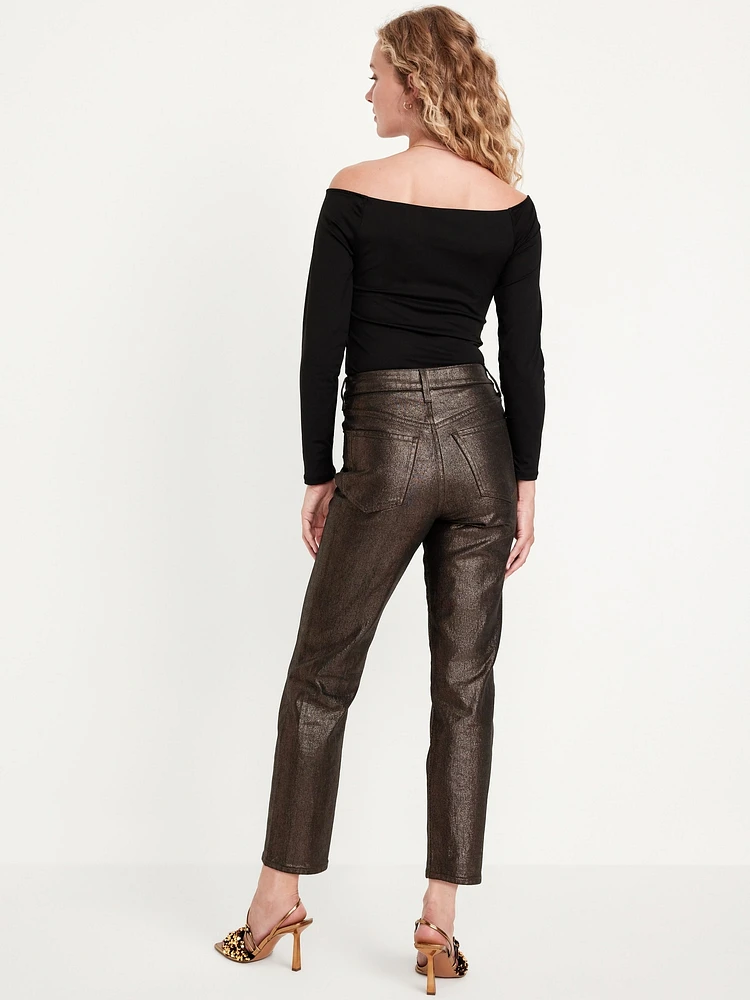 High-Waisted Shine OG Straight Ankle Jeans