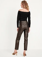 High-Waisted Shine OG Straight Ankle Jeans