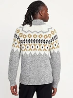 Fair Isle Zip Cardigan Sweater