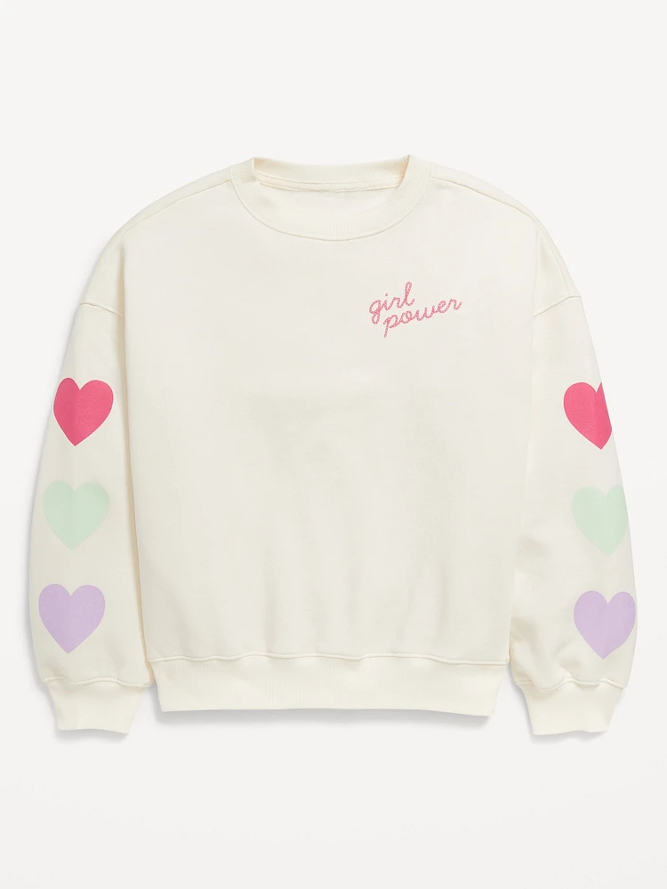 Oversized Long-Sleeve Graphic Sweatshirt for Girls