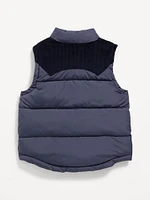 Quilted Corduroy-Trim Vest for Toddler Boys