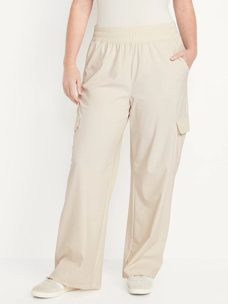 High-Waisted SleekTech Wide-Leg Cargo Pants