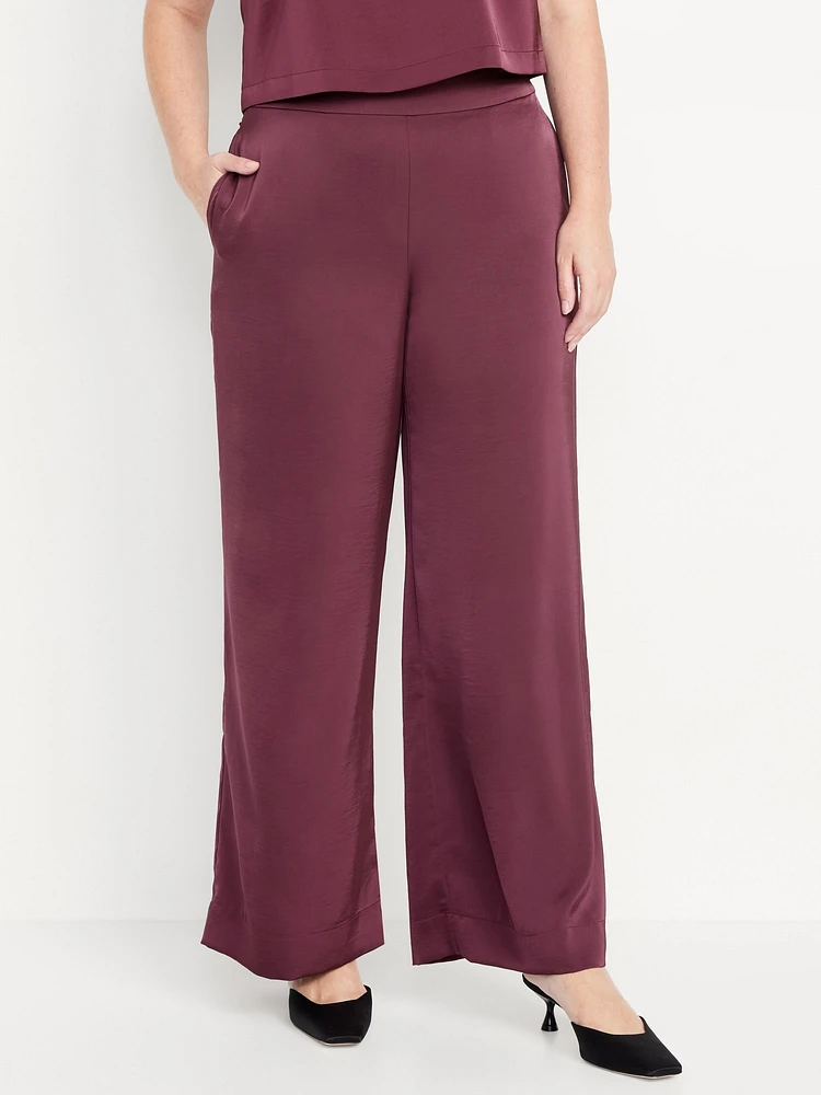 High-Waisted Satin Super Wide-Leg Pants