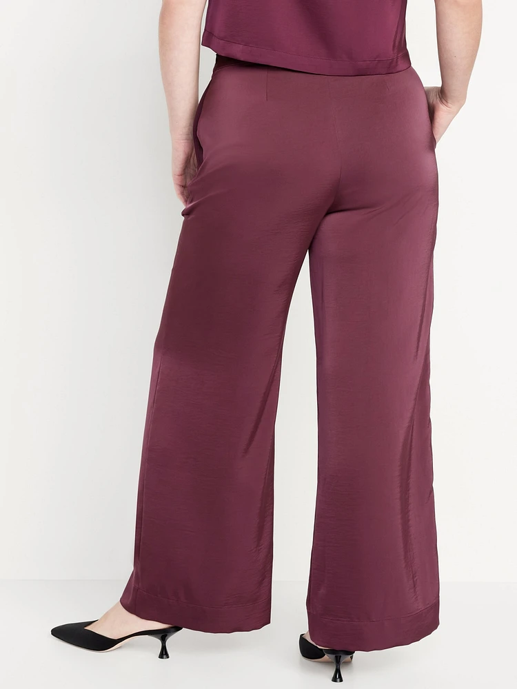 High-Waisted Satin Super Wide-Leg Pants