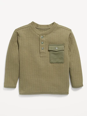 Oversized Pocket Henley Sweater for Toddler Boys