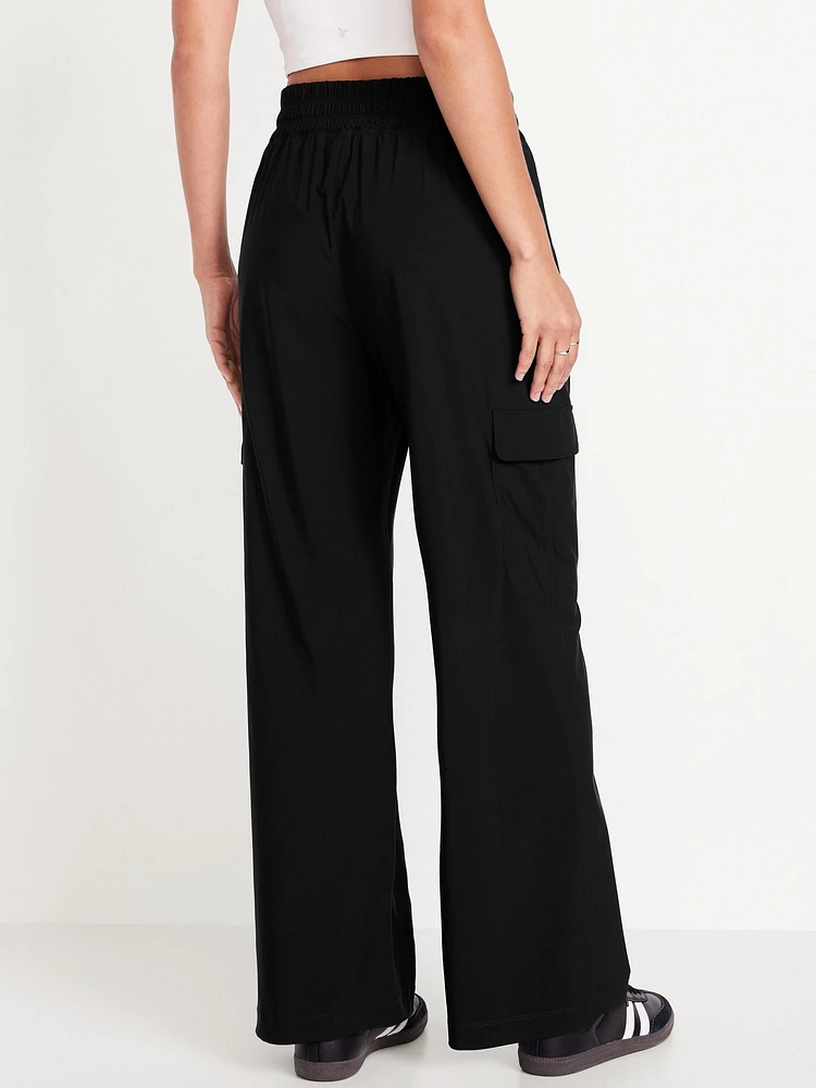 High-Waisted SleekTech Wide-Leg Cargo Pants