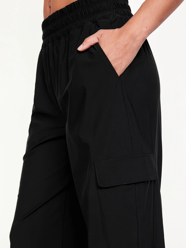 High-Waisted SleekTech Wide-Leg Cargo Pants