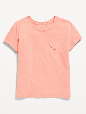 Softest Short-Sleeve Heart-Pocket T-Shirt for Girls