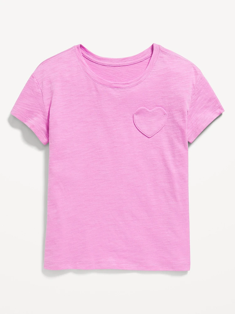 Softest Short-Sleeve Heart-Pocket T-Shirt for Girls