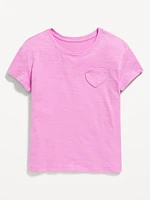 Softest Short-Sleeve Heart-Pocket T-Shirt for Girls