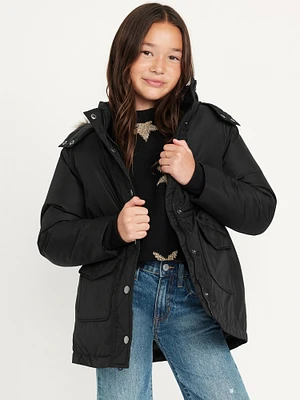 Water-Resistant Sherpa-Lined Hooded Parka Coat for Girls