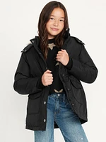 Water-Resistant Sherpa-Lined Hooded Parka Coat for Girls