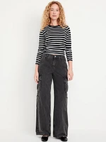 Mid-Rise Baggy Wide-Leg Cargo Jeans