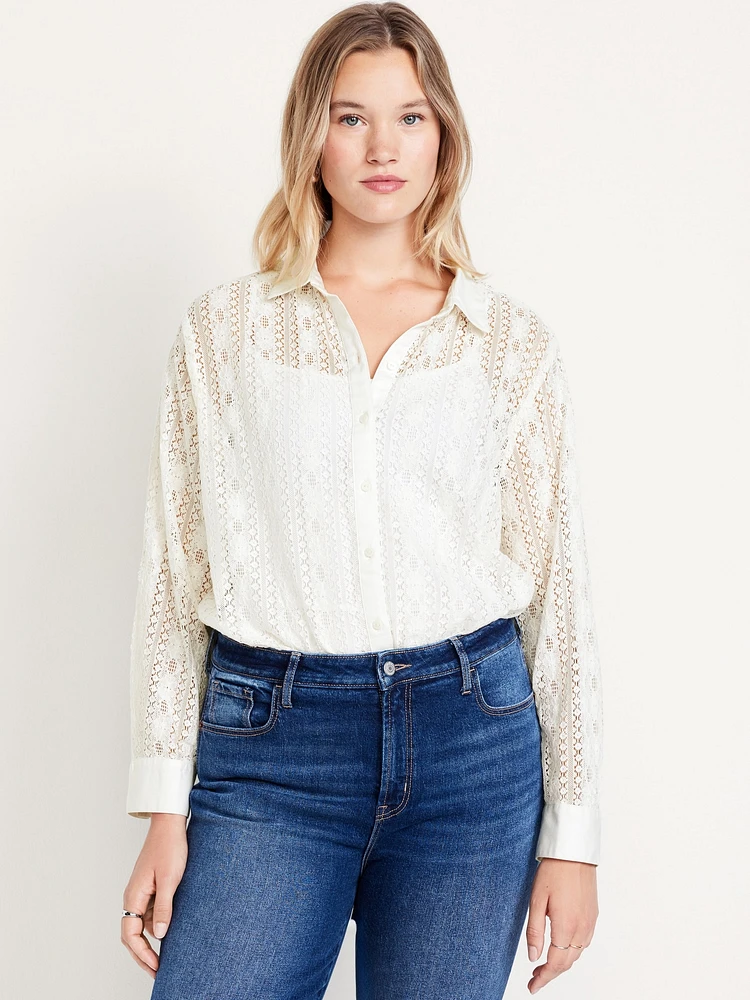 Lace Button-Down Shirt