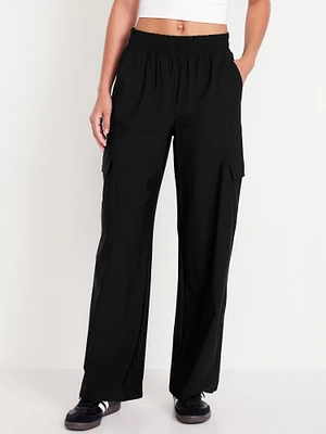 High-Waisted SleekTech Wide-Leg Cargo Pants