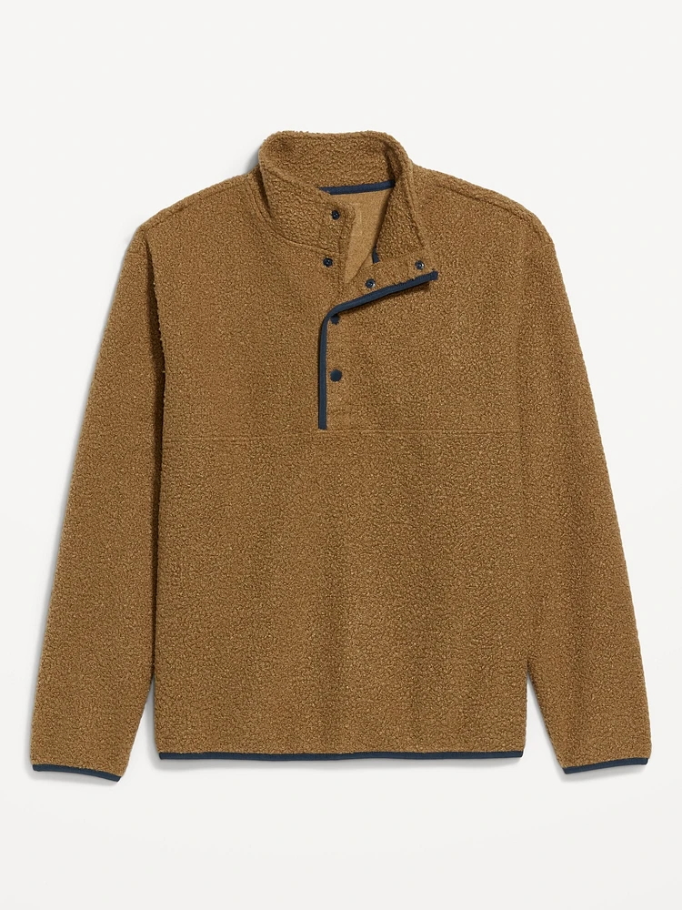 Bouclé Sherpa Quarter-Snap Pullover