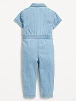 Short-Sleeve Utility Pocket Jumpsuit for Toddler Girls