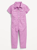 Short-Sleeve Utility Pocket Jumpsuit for Toddler Girls