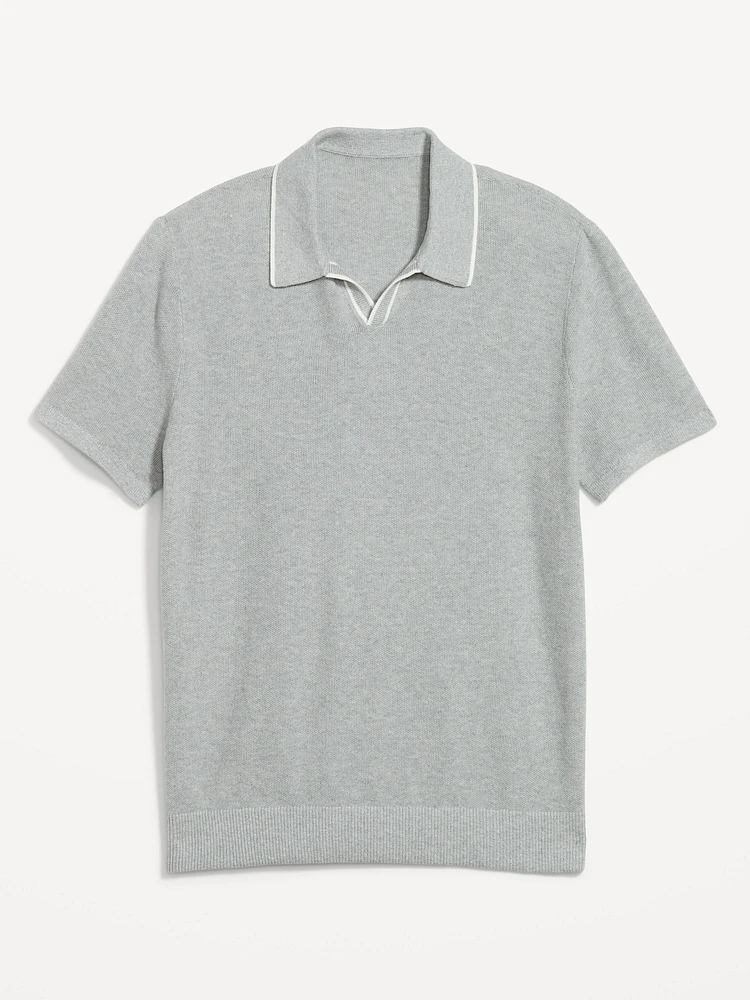 Tipped Collar Polo Sweater