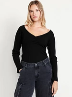 Cinched Rib-Knit Top