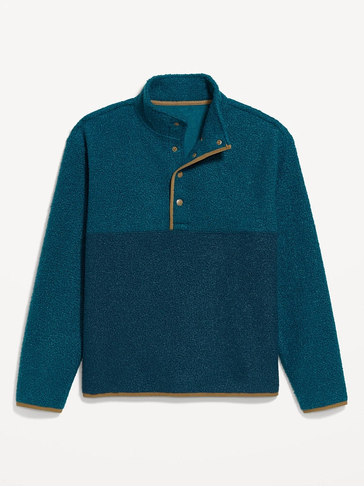 Bouclé Sherpa Quarter-Snap Pullover