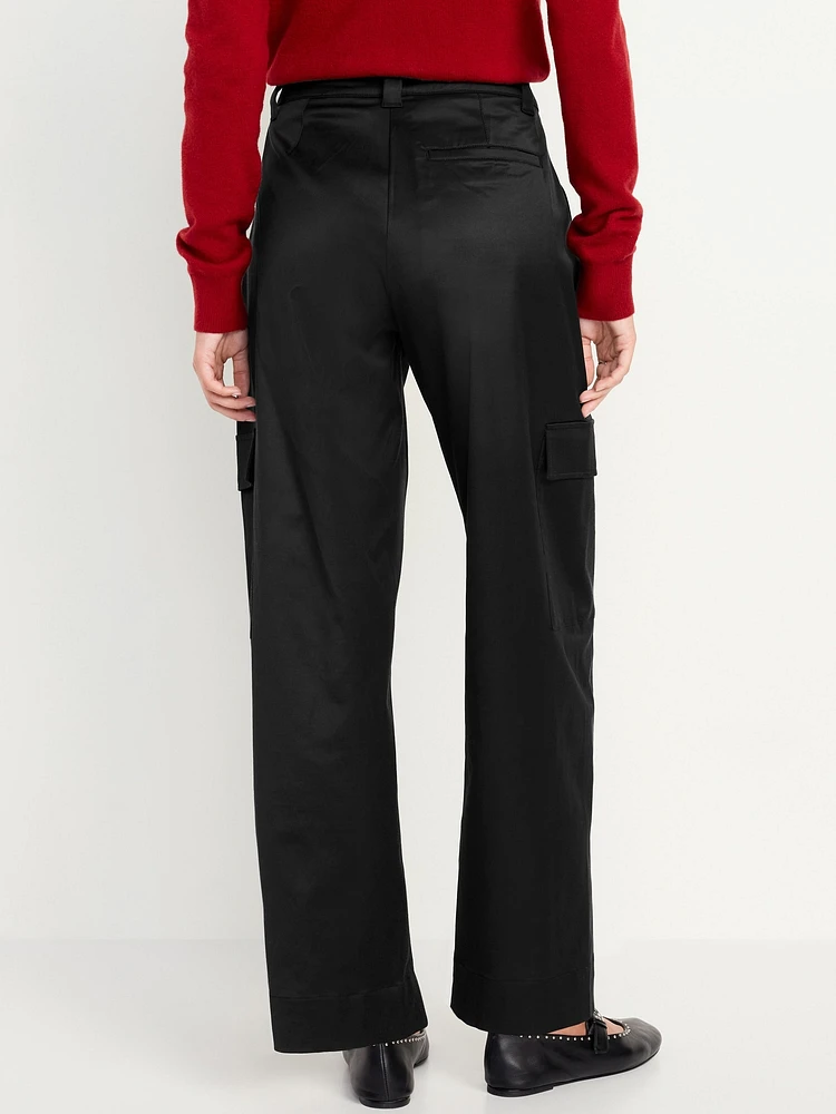 Extra-High Waisted Cargo Barrel Wide-Leg Pants