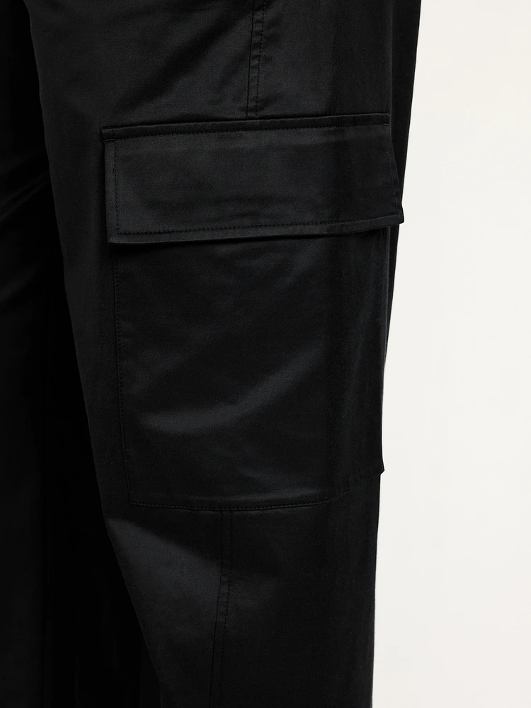 Extra-High Waisted Cargo Barrel Wide-Leg Pants