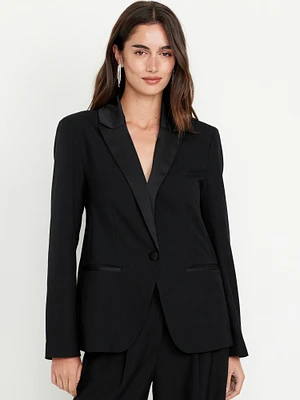 Satin Lapel Tuxedo Blazer