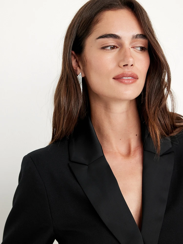 Satin Lapel Tuxedo Blazer