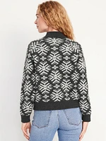 Holiday Print Mock-Neck Sweater