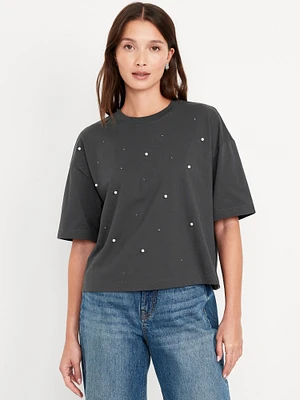 Oversized Crew-Neck Embellished T-Shirt