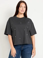 Oversized Crew-Neck Embellished T-Shirt