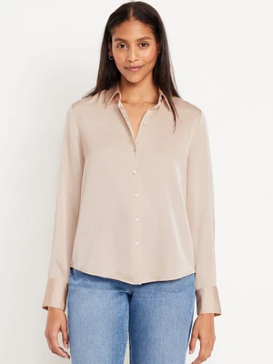 Classic Button-Down Satin Shirt