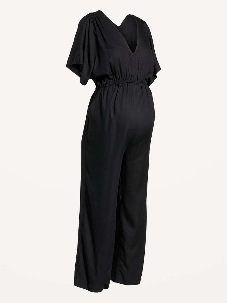 Maternity V-Neck Crepe Jumpsuit