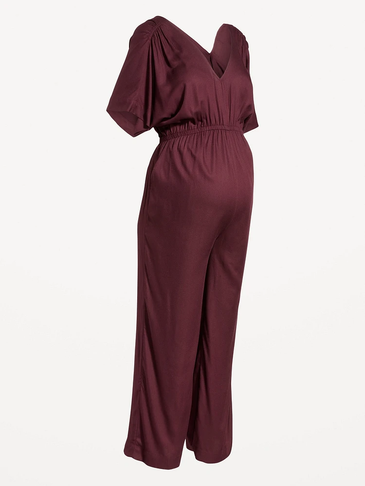 Maternity V-Neck Crepe Jumpsuit